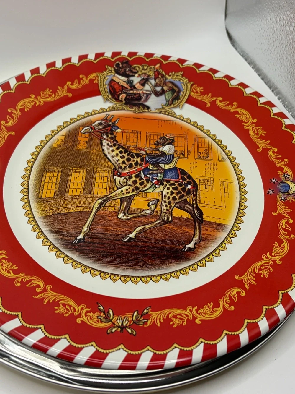 Set of 8 Restoration Hardware Circus Tin Plates Brand New in Storage Tins